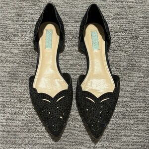 Blue by Betsy Johnson black jeweled flats